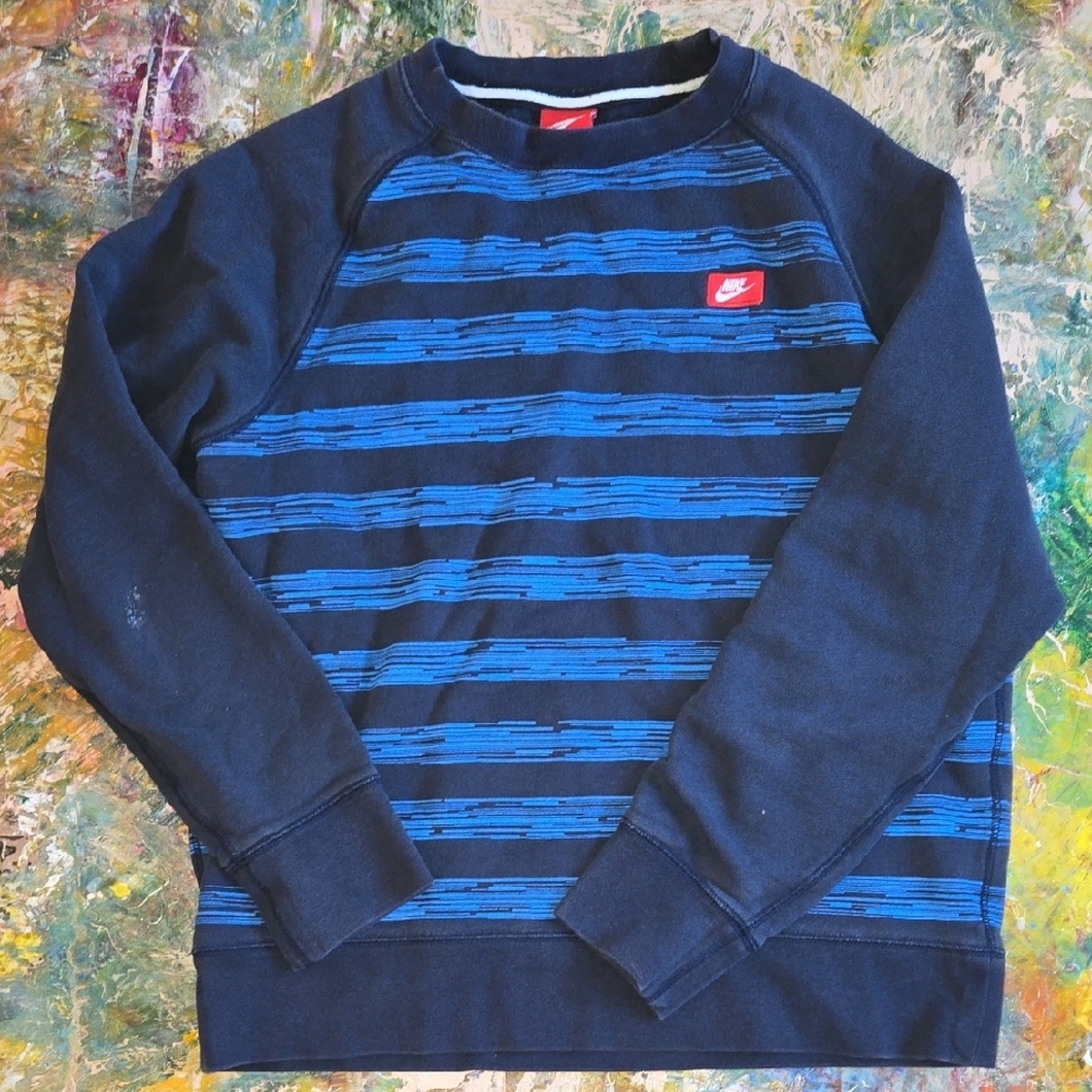 Nike Men's Blue Striped Sweater